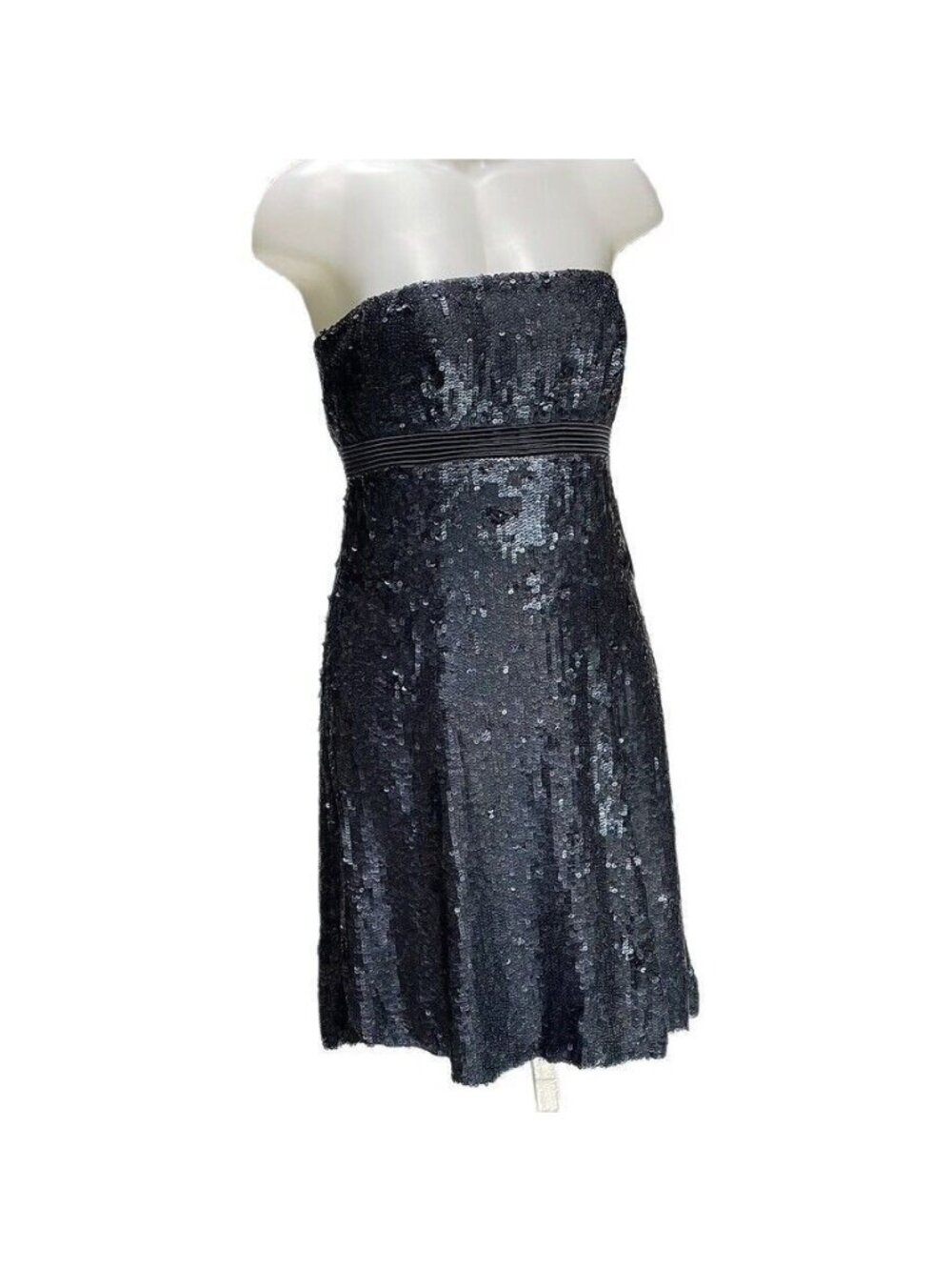 Strapless Black Sequin Cocktail Dress Knee-Length by BADGLEY MISCHKA